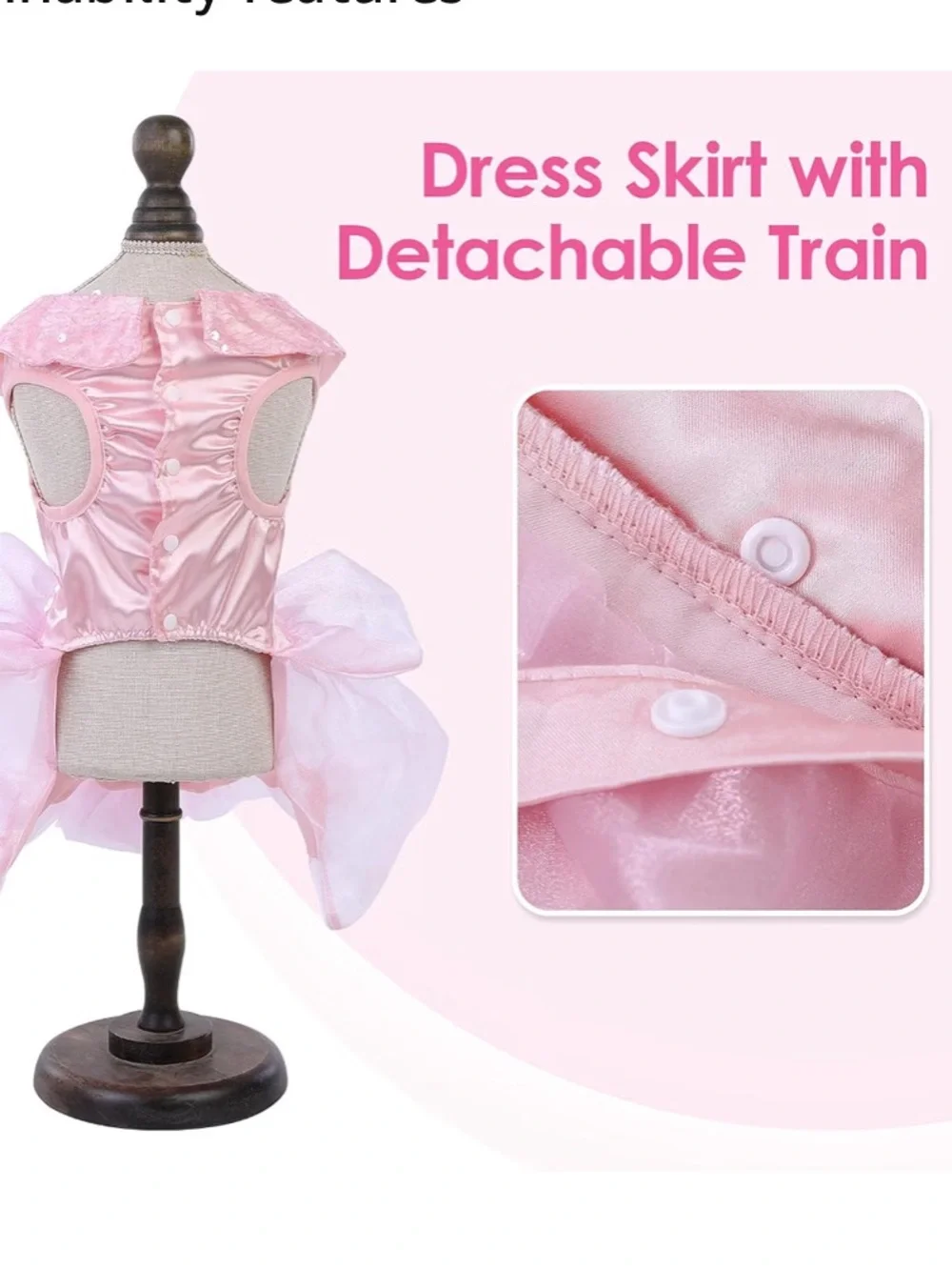 NWT Sequined Dog Tutu Wedding Princess Photoshoot Dress with Detachable Skirt